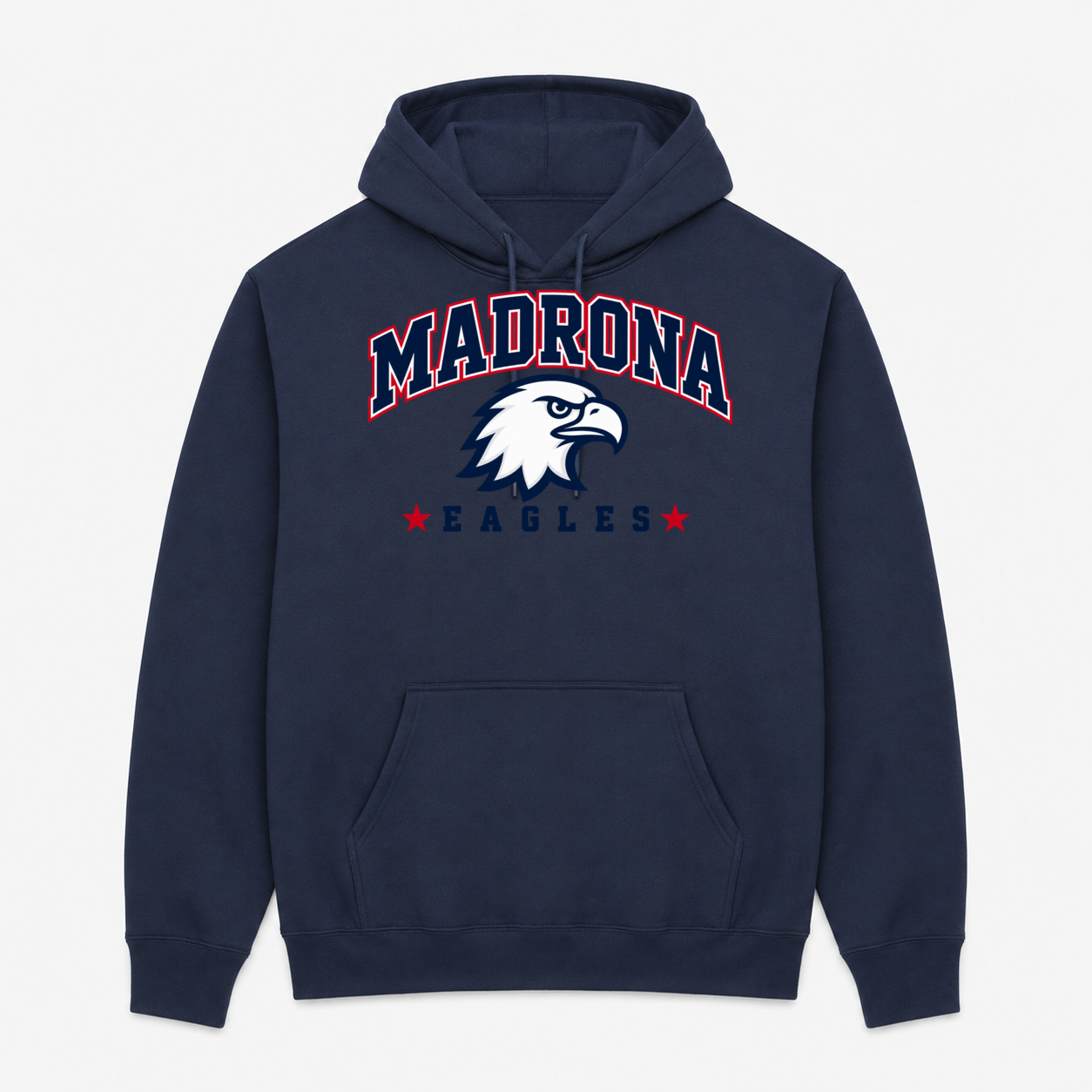 Madrona pullover hoodie with Design 1 above pocket