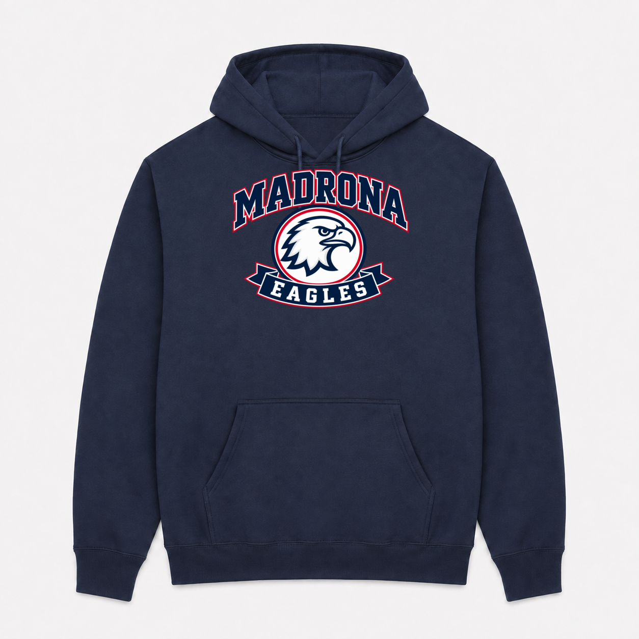 Madrona pullover hoodie with Design 2 above pocket